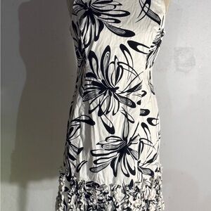 Evan Picone Black and White Floral Mini Dress